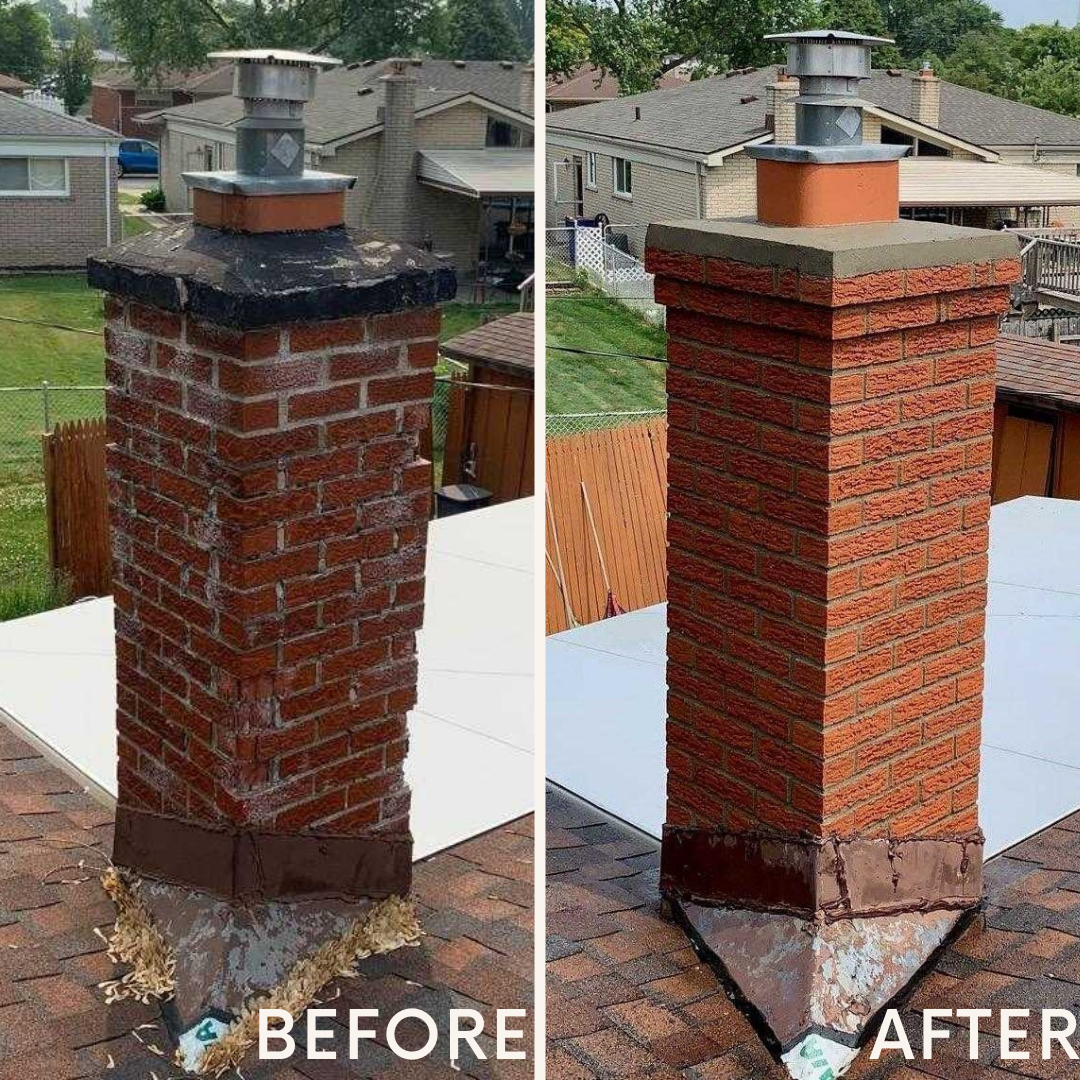 before and after chimney rebuild